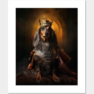 Distinguished Long Haired Dachshund - Medieval German King Posters and Art